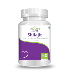 nature's velvet Shilajit Pure Extract for Youth and Stamina 500 mg 60 Veggie Capsules - Pack of 1 ( Free Shipping worldwide )