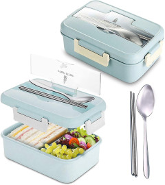 YAGVIZ Bento Stainless Steel Lunch Box – 3 Compartment Insulated 1 Containers with Spoon And Fork Reusable Tiffin Box for Boys, Girls, School & Office Men (Thermoware, BPA Free, Leak-Proof, Microwave) ( Free Shipping worldwide )