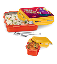 MILTON Mini Fun Treat Inner Stainless Steel Tiffin Box, 650 ml, with Inner Container, 120 ml, Spoon and Fork, Red | Food Grade | Dishwasher Safe | Refrigerator Safe| BPA Free | School Lunch Box ( Free Shipping worldwide )