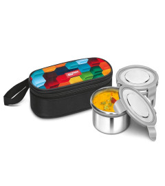Milton Fresh Meal Click Stainless Steel Lunch Box Set of 2, 320 ml, Rainbow ( Free Shipping worldwide )