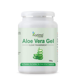 KAZIMA Aloe Vera Gel Raw - 100% Pure Natural Gel - Ideal for Skin, Face, Acne Scars, Hair Care, Moisturizer & Dark Circles (500 Gram) (Free World Wide Shipping)