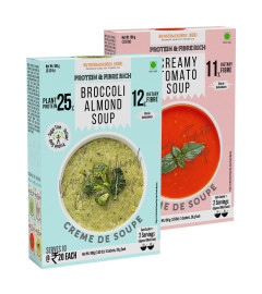 NutriSnacksBox Healthy Soup Combo Pack, 200g (Pack of 2 x 100g) | (10 Soup Sachets x 20g) | Broccoli Almond Soup | Hot & Creamy Tomato Soup | Healthy Soup with Protein and Fibers (Free World Wide Shipping)