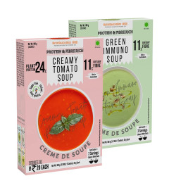 NutriSnacksBox Healthy Soup Combo Pack, 200g (Pack of 2 x 100g) | (10 Soup Sachets x 20g) | Creamy Tomato Soup | Green Immuno Soup | Healthy Soup with Protein and Fibers (Free World Wide Shipping)