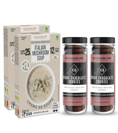 Nutrisnacksbox Healthy Cookies & Soup Combo Pack of 4| Italian Mushroom Soup | Dark Chocolate Cookies (Free World Wide Shipping)