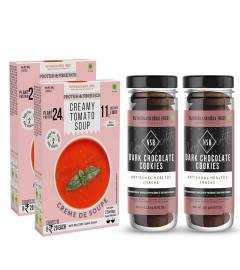 Nutrisnacks Box of Healthy Cookies & Soup Combo Pack of 4| Creamy Tomato Soup | Dark Chocolate Cookies (Free World Wide Shipping)