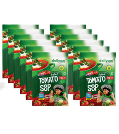 Dailyum Instant Tomato Sip-A-Soup| Pack of 12| Single Serve Sachet | Just Boil-Stir-Sip | 10g Each |100% Natural | No MSG | No Chemical Preservatives | No artificial Flavours (Free World Wide Shipping)