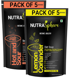 NutraSphere Diet Protein Soup Combo. Lemon Coriander, Hot and Sour- 5 Sachets Each (Free World Wide Shipping)