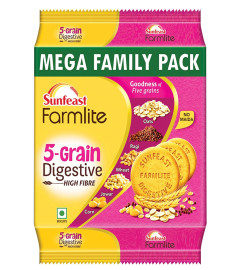Sunfeast Farmlite 5 Grain Digestive Biscuit, High Fibre Biscuit, Goodness of 5 Grains, 800 g Pack (Free World Wide Shipping)
