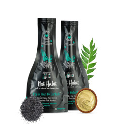 Nat Habit Curry Sesame NutriMask Fresh Hair Mask For Grey Hair, Conditioning, Smoothening, Strengthen & Shine, Suitable For All Hair & Scalp Types (Pack of 2 x 40 gm) (Free World Wide Shipping)