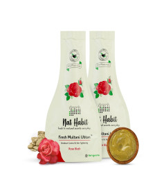 Nat Habit Face Ubtan- Rose Blush Multani Ubtan - Face Wash For Breakout Control, Skin Tightening, Provides Soothing & Healing For Undereye Dark Circles & Puffiness(Pack of 2 X 40gm) (Free World Wide Shipping)