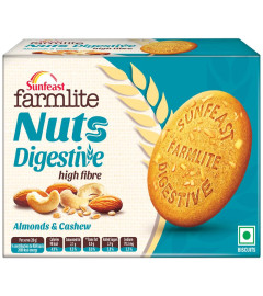 Sunfeast Farmlite Nuts Digestive Biscuit | High fibre | Goodness of Almonds, Cashews and Wheat Fibre, 250g (Free World Wide Shipping)
