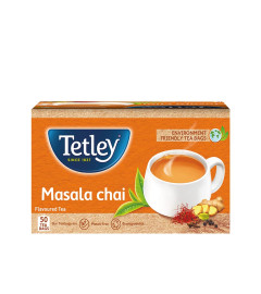 Tetley | Masala Chai With Natural Flavour | Black Tea | 50 Tea Bags, 100 Grams (Free World Wide Shipping)