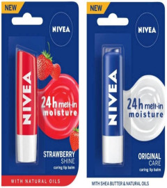 NIVEA Lip Care, Fruity Shine Strawberry & Lip Care, Essential Care Strawberry (Pack of: 2, 9.6 g) (Free World Wide Shipping)