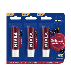 Nivea Lip Balm, Fruity Berry Shine, 4.8g (Pack of 3) (Free World Wide Shipping)