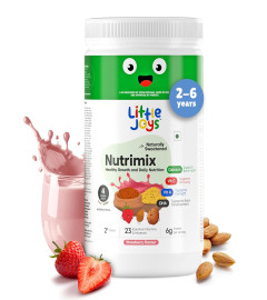 Little Joys NutriMix Nutrition Powder for Kids (2-6 Yrs) 400g | 6g Protein |Strawberry Flavour|No White Sugar|Supports Weight, Height Gain & Immunity |With Ragi,Bajra,Jaggery,Dates,Almond,Walnuts & Oats ( Free Shipping worldwide )