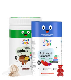 Little Joys Brain Health Kit for Kids | Nutrimix Nutrition Powder (400g) & Brain Health Gummies (30 Day Pack) | Improves Height, Concentration, Immunity & Gut Health | 100% Vegetarian ( Free Shipping worldwide )