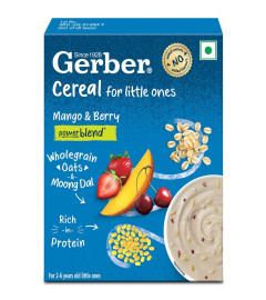 GERBER Cereals - Mango & Berry | Instant Cereal for little ones | With Iron & Omega-3 | Rich in Protein | With Vit A, C, D & Zinc | No added colours or flavours | 300g ( Free Shipping worldwide )