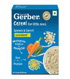 GERBER Cereals - Spinach & Carrot | Instant Cereal for little ones | With Iron & Omega-3 | Rich in Protein | With Vit A, C, D & Zinc | No added colours or flavours | 300g ( Free Shipping worldwide )
