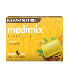 Medimix Ayurvedic Tumeric & Argan Oil Bathing Bar 125 g (Buy 4 Get 1 Free)