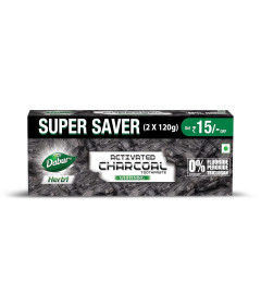 DABUR Herb'L Activated Charcoal Toothpaste 120 g (Pack of 2)