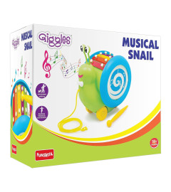 Giggles Funskool Pull Along Musical Snail, with Xylophone & Drum - free shipping