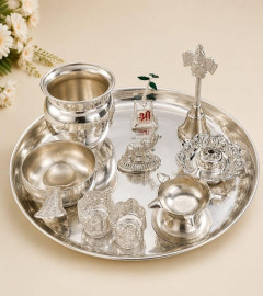 Silver Plated Pooja Thali Set