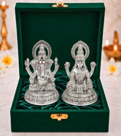German Silver Lakshmi Ganesh Set  Diwali Decoration for Home