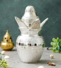 German silver Premium Plated Pooja Kalash With Coconut For pooja Decor