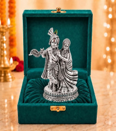 German Silver Plated Radha Krishna Idol