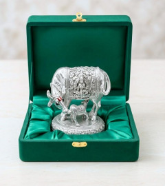 German Silver Plated Kamdhenu Cow Idol
