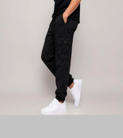 Men's Black Cotton Cargo Pants (Size 32)